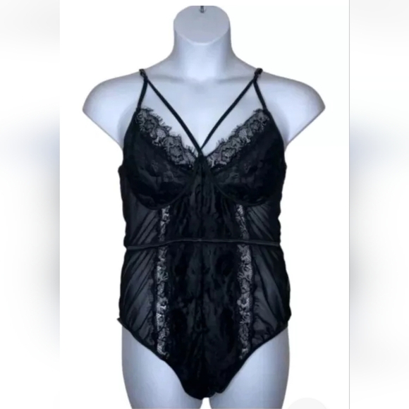 4xl Sexy One Piece Lace Teddy Bodycon Black Eyelash Sheer as NWOT - Picture 4 of 6